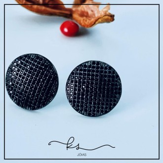 Detalhes do produto brinco ródio negro circulo grande cravejado zircônias negras