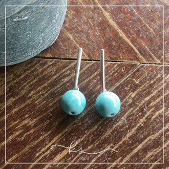 Detalhes do produto brinco rodio canuto pendurado com bolinha de howlita