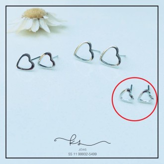 Detalhes do produto brinco rodio coracao vazado pqno 1