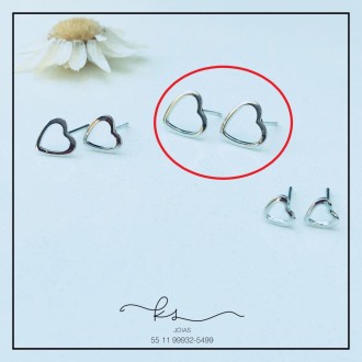 Detalhes do produto brinco rodio coracao vazado pqno 3