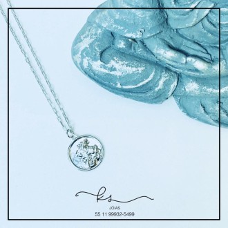 Detalhes do produto colar rodio corrente cartier medalha sao jorge