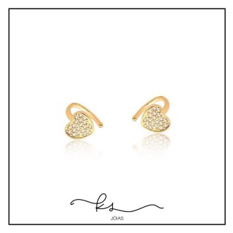 Detalhes do produto piercing ouro fino com coraçao curvo todo cravejado