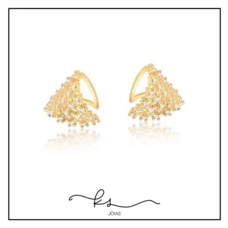 Detalhes do produto piercing ouro meio orelha triangulo grande zirconias abraça
