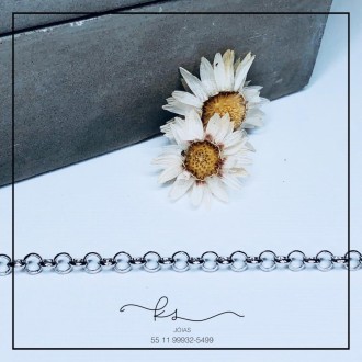 Detalhes do produto pulseira rodio corrente elos mais finos