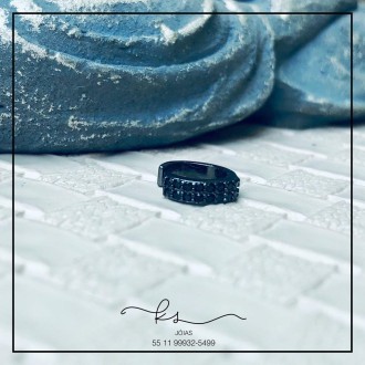 Detalhes do produto piercing rodio negro fininho com 2 fileiras zirconias negras