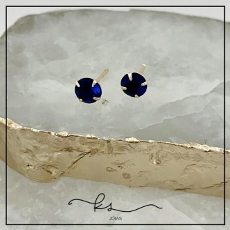 Detalhes do produto brinco ponto de luz bolinha cristal azul escuro