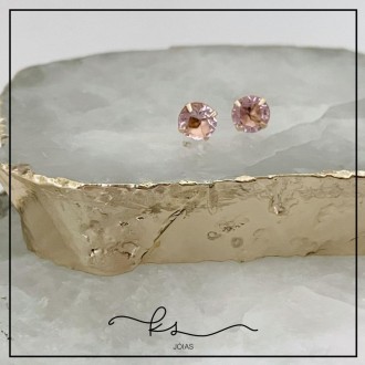 Detalhes do produto brinco ponto de luz bolinha cristal rosa claro