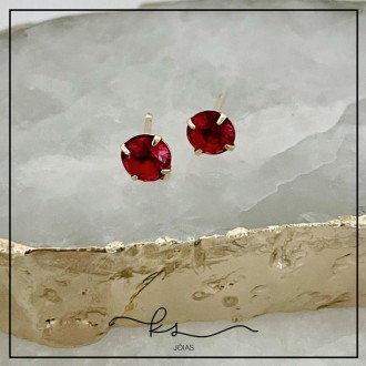 Detalhes do produto brinco ponto de luz bolinha cristal vermelho