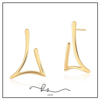 Detalhes do produto brinco ouro semi losango liso aberto com bicos
