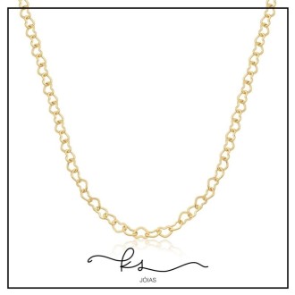 Detalhes do produto colar ouro choker corrente coraçoes