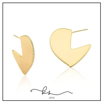Detalhes do produto brinco ouro argola formato coração inteiriço volta zirconias
