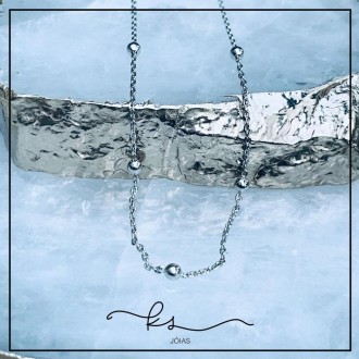 Detalhes do produto colar ródio choker corrente com bolinhas lisas