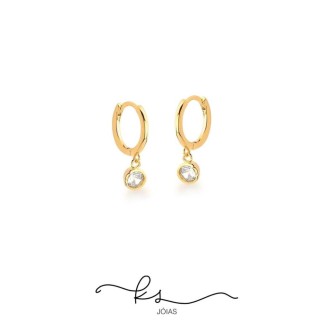 Detalhes do produto brinco ouro argola lisa com ponto de luz pendurado