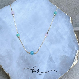 Detalhes do produto colar ouro choker cristais búlgaros color