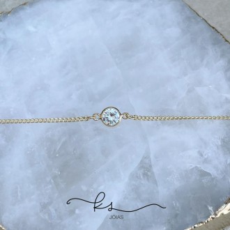 Detalhes do produto pulseira ouro veneziana com ponto de luz grande