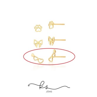 Detalhes do produto Brinco ouro mini cuff três corações