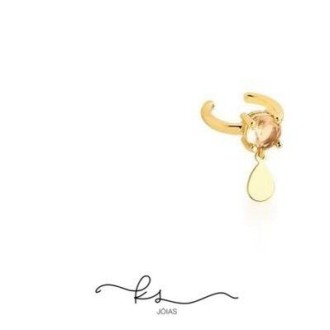 Detalhes do produto piercing ouro bola cristal morganita com gota lisa pendurada