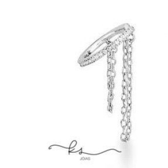 Detalhes do produto piercing ródio fileira cravejada zircônias com duas correntes