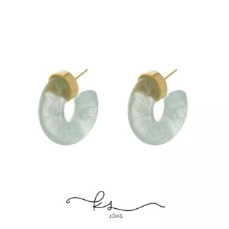 Detalhes do produto brinco ouro argola acetato verde