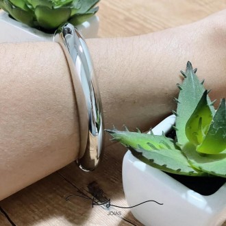 Detalhes do produto pulseira rodio bracelete curvo liso