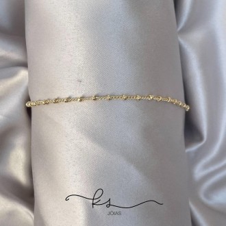 Detalhes do produto pulseira ouro corrente com bolinhas intercaladas