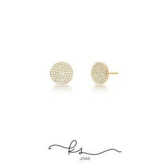 Detalhes do produto brinco ouro redondo cravejado zircônias