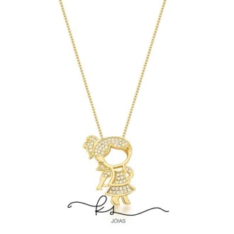 Detalhes do produto colar ouro menina com rabo roda cravejada zircônias