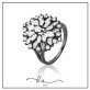 anel ródio negro flor oval cristais