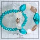 pulseira pedras colos dupla turquesa + formas grandes com elos ouro - Foto 1