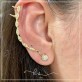 brinco ouro ear cuff correntinha zirconias