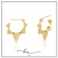 brinco ouro argola com 5 triângulos 3d cravejados zircônias