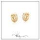 brinco ouro argola gota com 3 fileiras zirconias tam 1