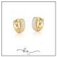 brinco ouro argola gota com 4 fileiras zirconias tam 2