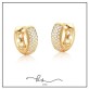 brinco ouro argola gota com 4 fileiras zirconias tam 3